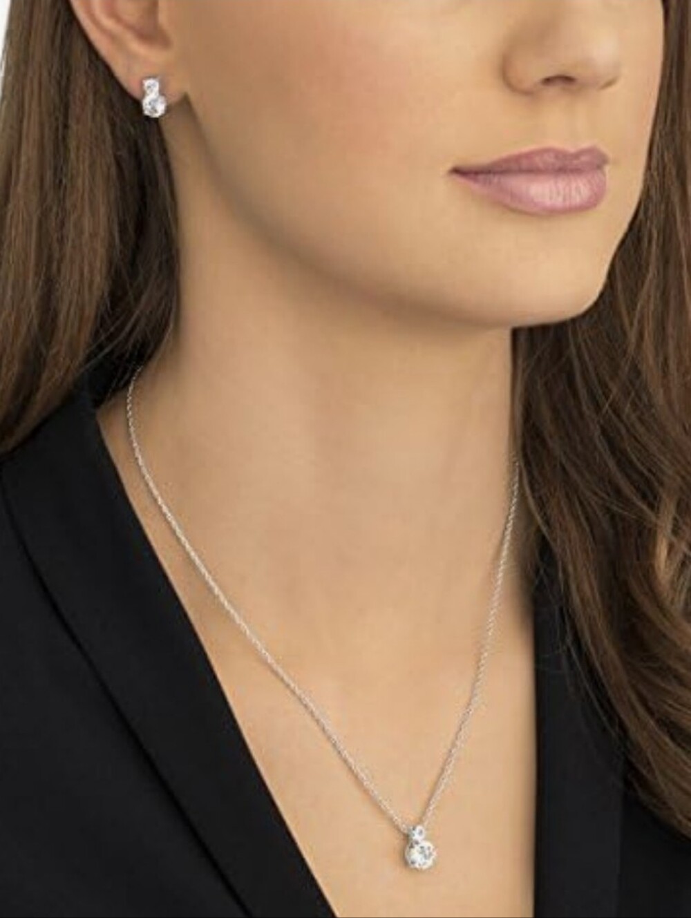 Swarovski Brilliance Set Pendant/Earrings Rhodium-Plated Like New 1807339